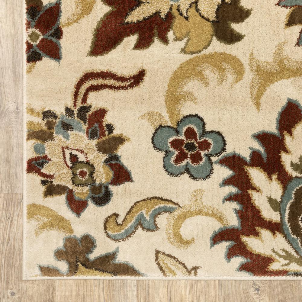 5’x7’ Ivory and Red Floral Vines Area Rug - 389506. Picture 6