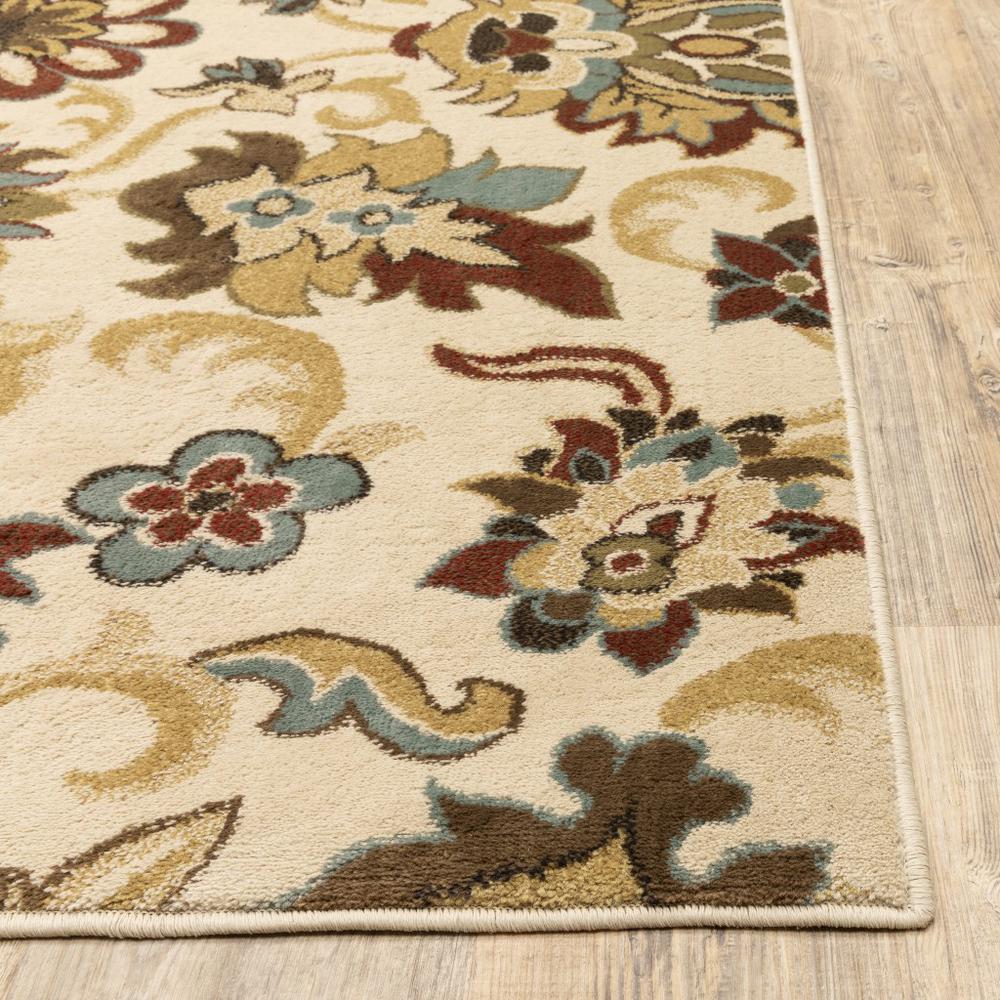 5’x7’ Ivory and Red Floral Vines Area Rug - 389506. Picture 7