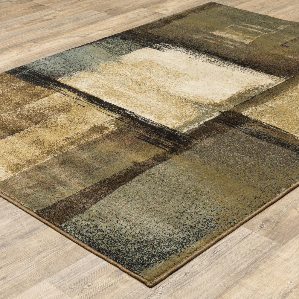 5’x7’ Brown and Beige Distressed Blocks Area Rug - 389514. Picture 3