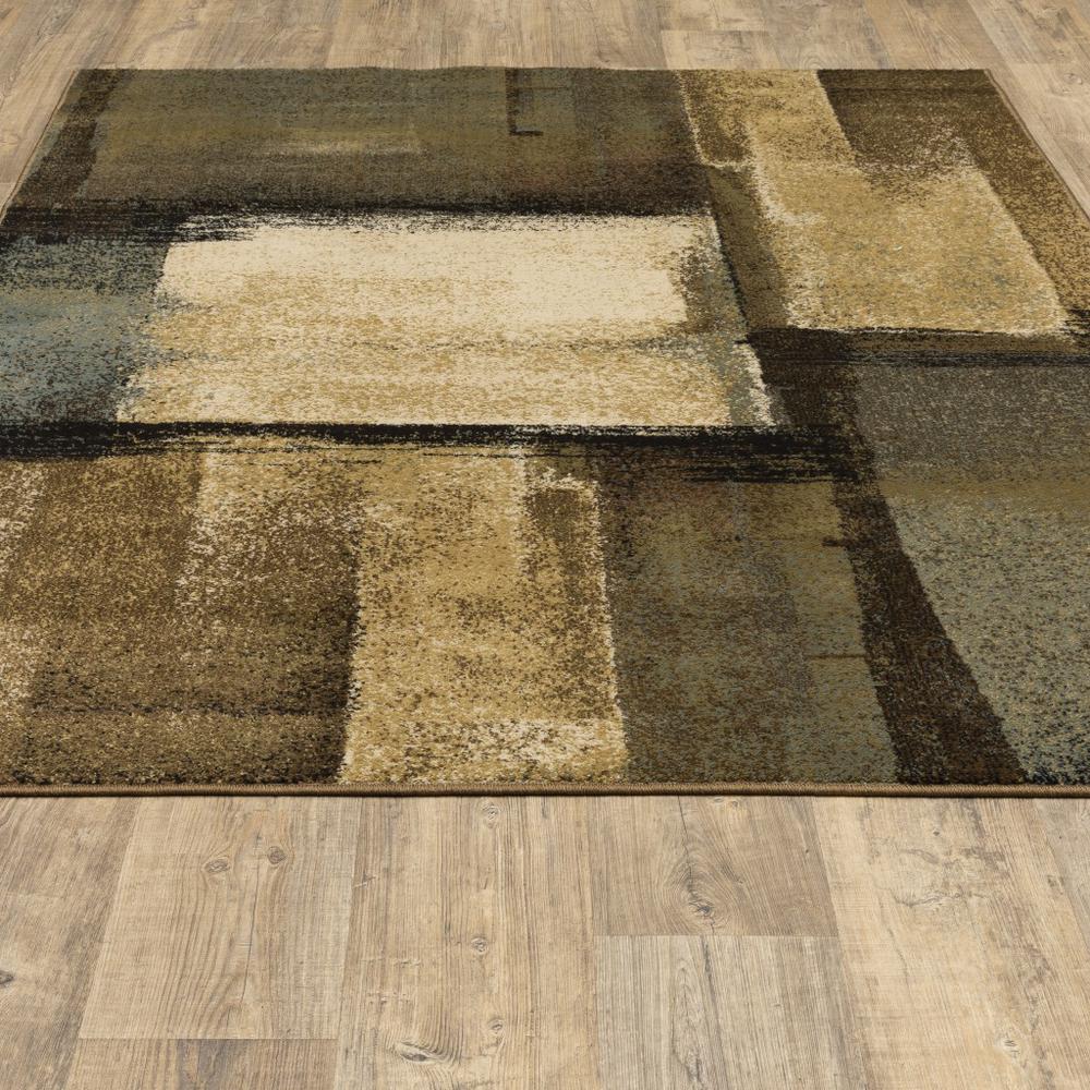 5’x7’ Brown and Beige Distressed Blocks Area Rug - 389514. Picture 4