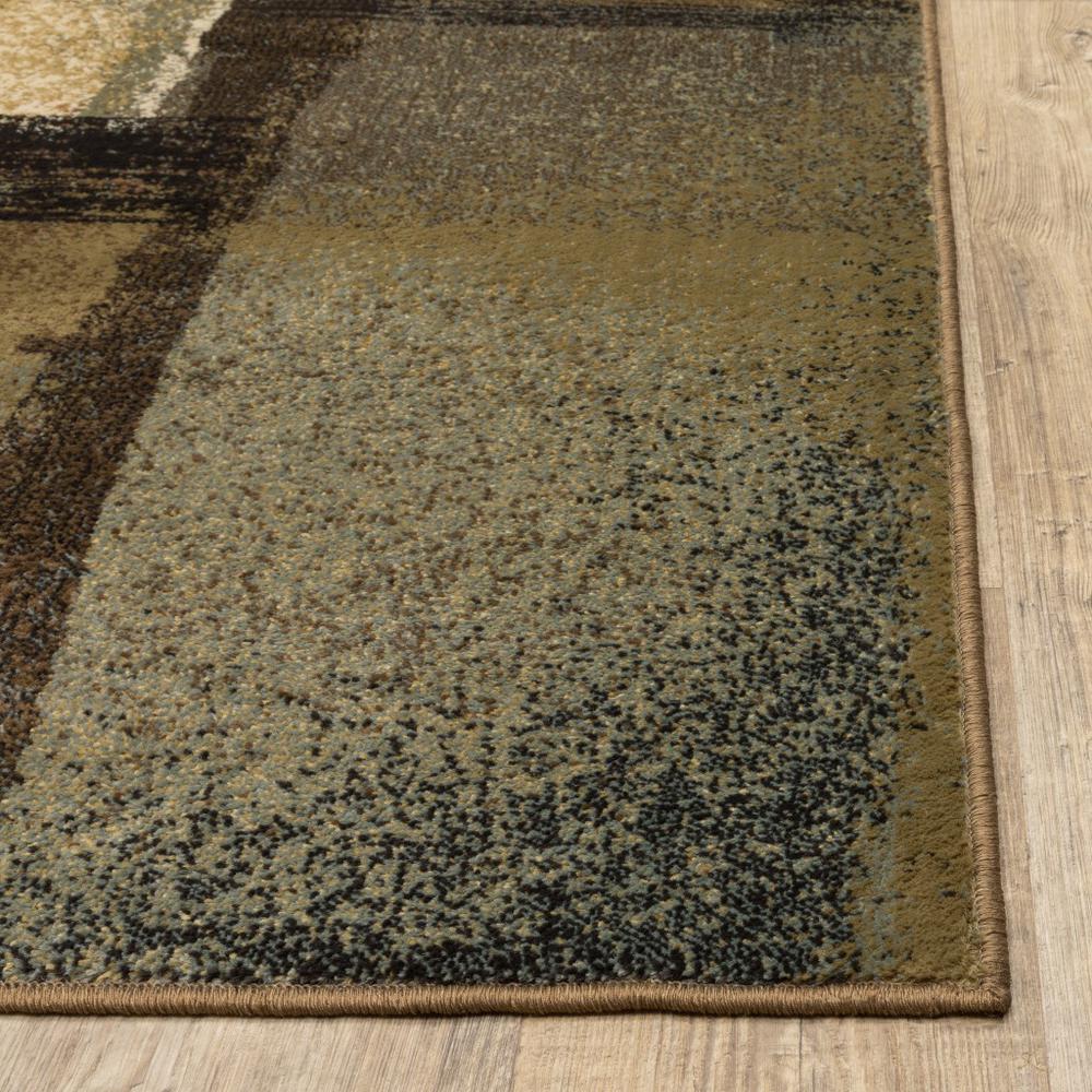 5’x7’ Brown and Beige Distressed Blocks Area Rug - 389514. Picture 7