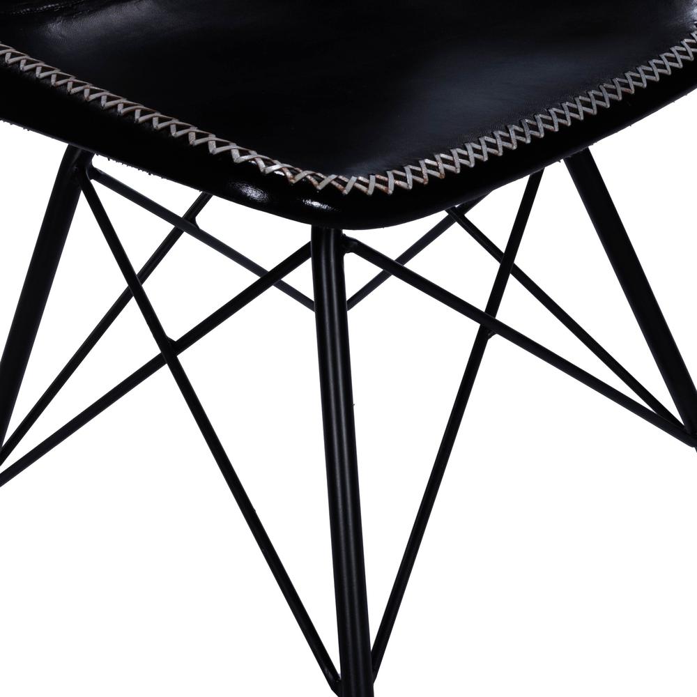 Black Contrast Stitch Leather Dining Chair Black. Picture 3