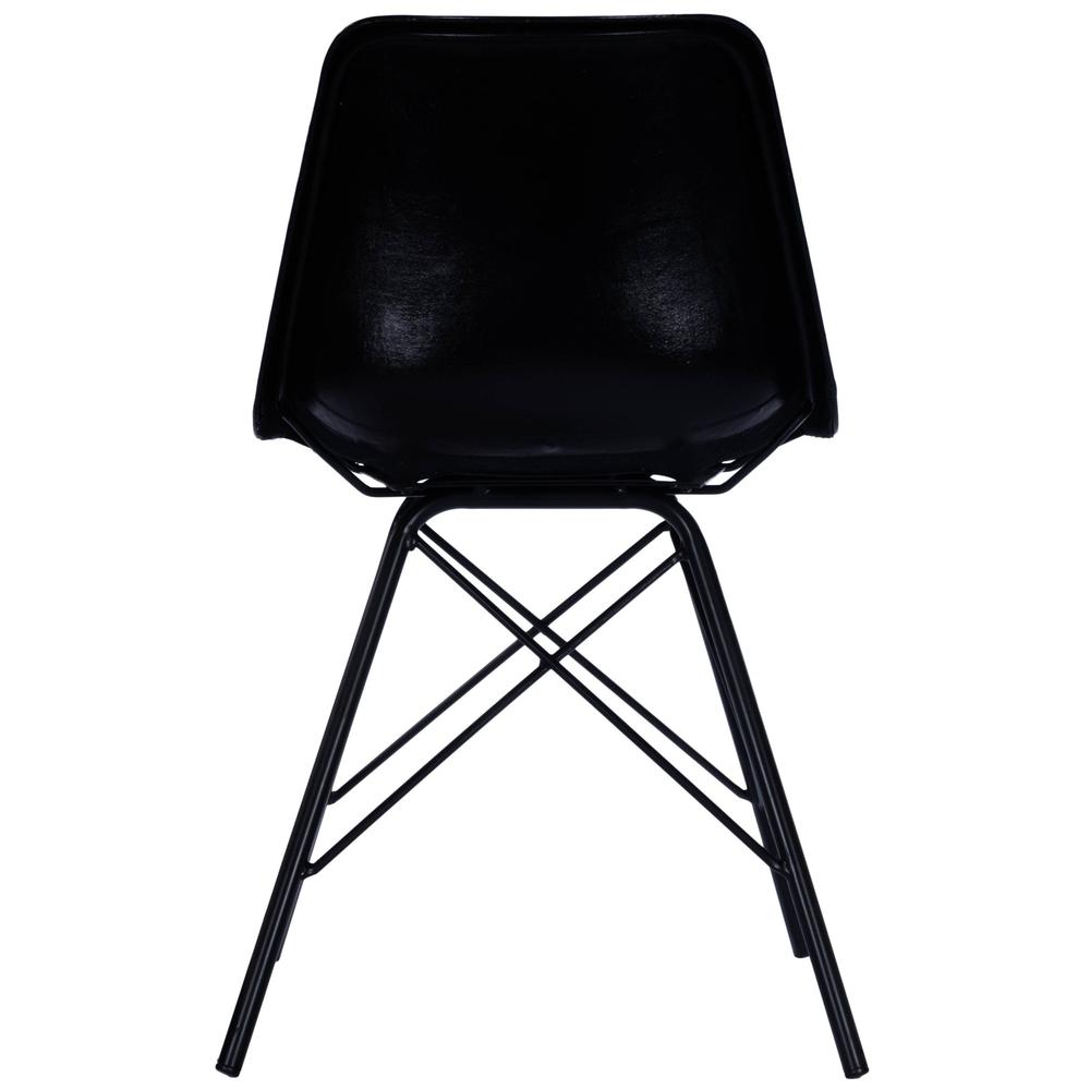 Black Contrast Stitch Leather Dining Chair Black. Picture 5