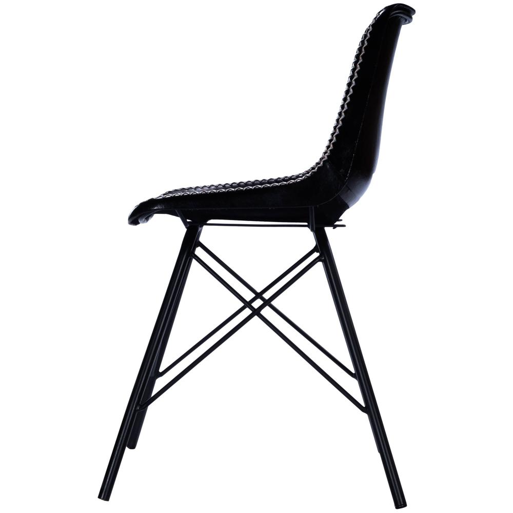 Black Contrast Stitch Leather Dining Chair Black. Picture 6