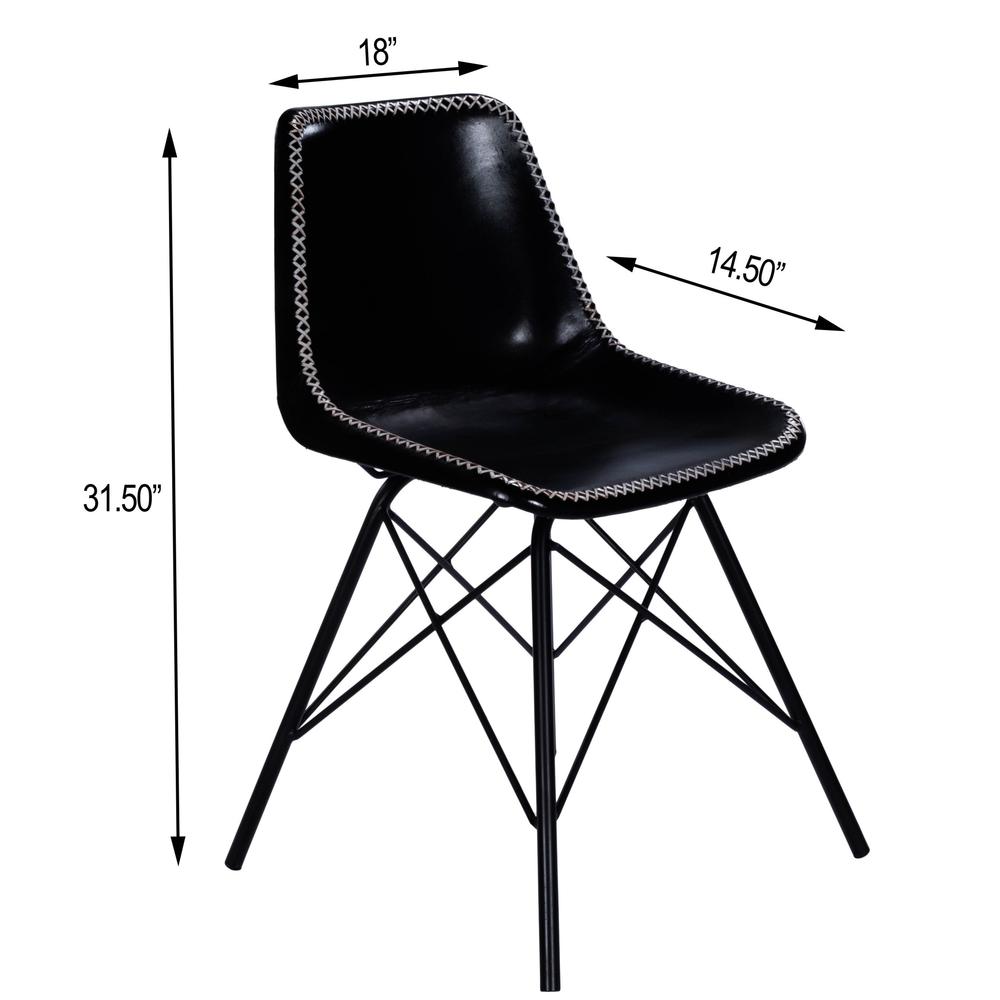 Black Contrast Stitch Leather Dining Chair Black. Picture 8