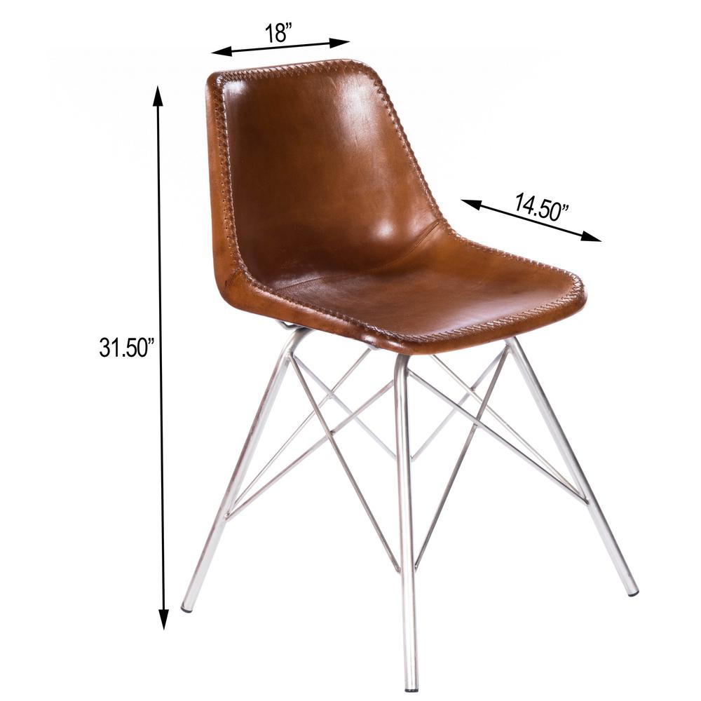 Light Brown Leather Side Chair Medium Brown. Picture 7
