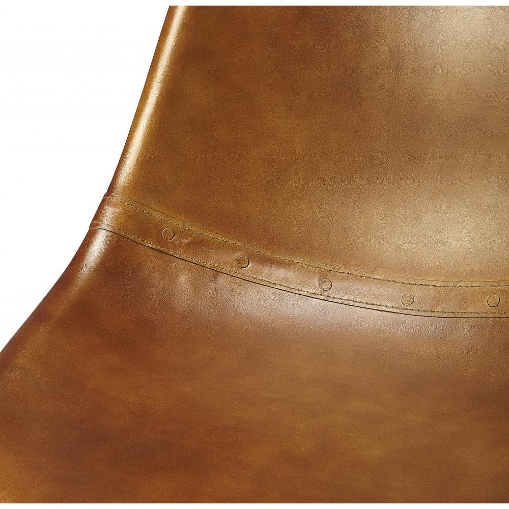 Medium Brown Leather Dining Chair Medium Brown. Picture 2