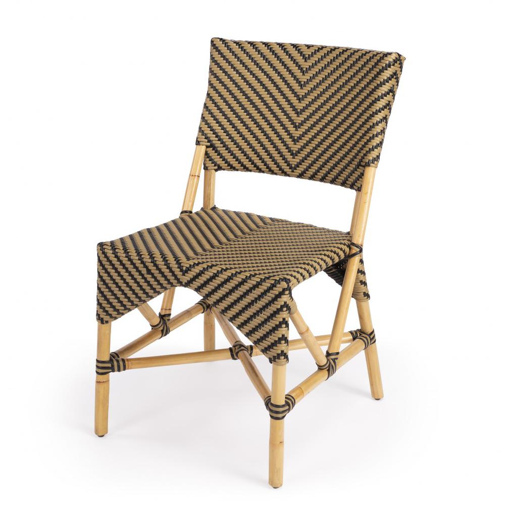 Indoor Outdoor Zig Zag Rattan Dining Chair Beige. Picture 1