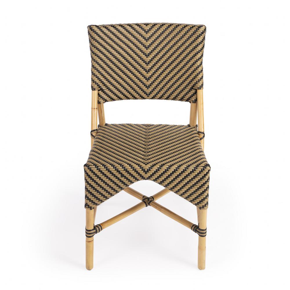 Indoor Outdoor Zig Zag Rattan Dining Chair Beige. Picture 2