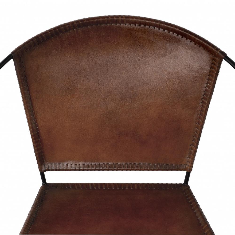 Modern Ring Shape Brown Leather Accent Chair Brown. Picture 5