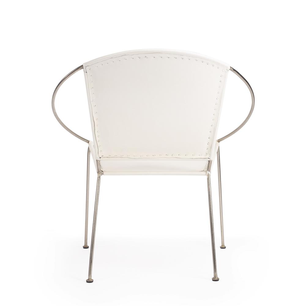 Modern Ring Shape White Leather Accent Chair White. Picture 4