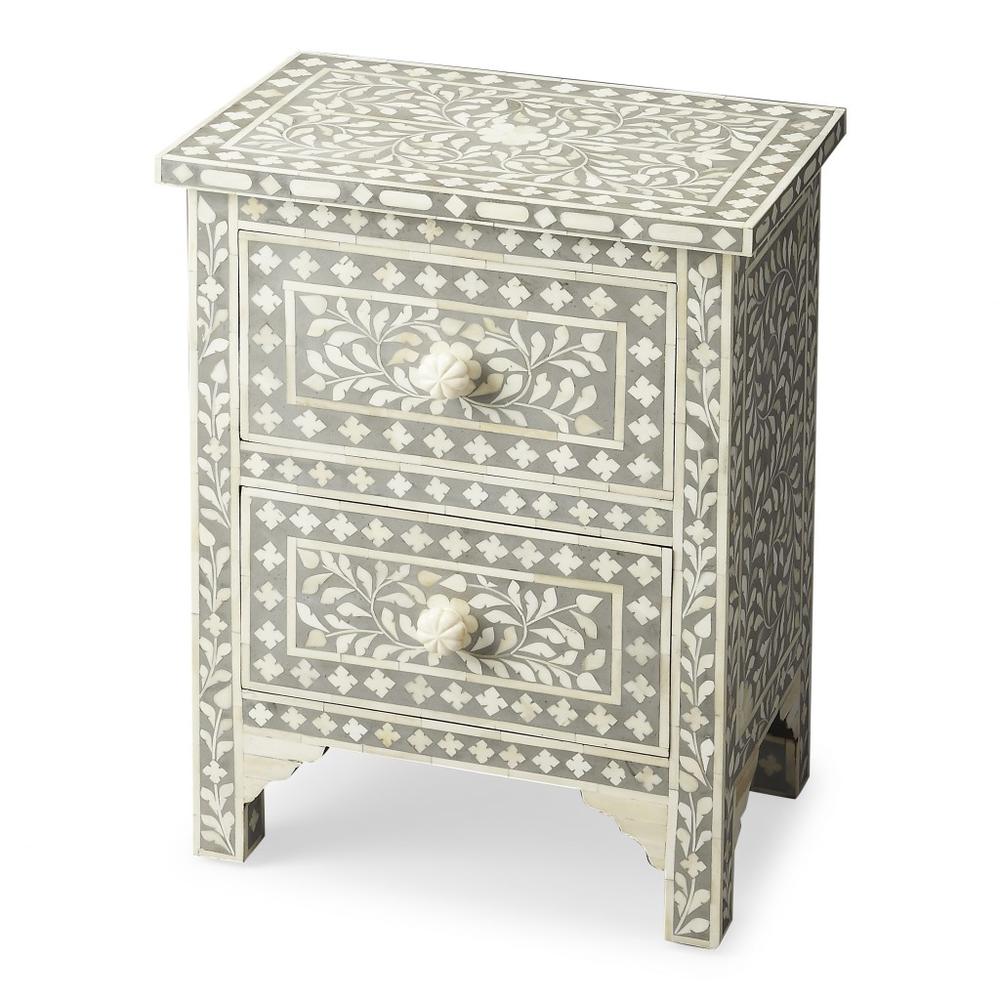 Vivienne Grey Bone Inlay Accent Chest Gray. Picture 1