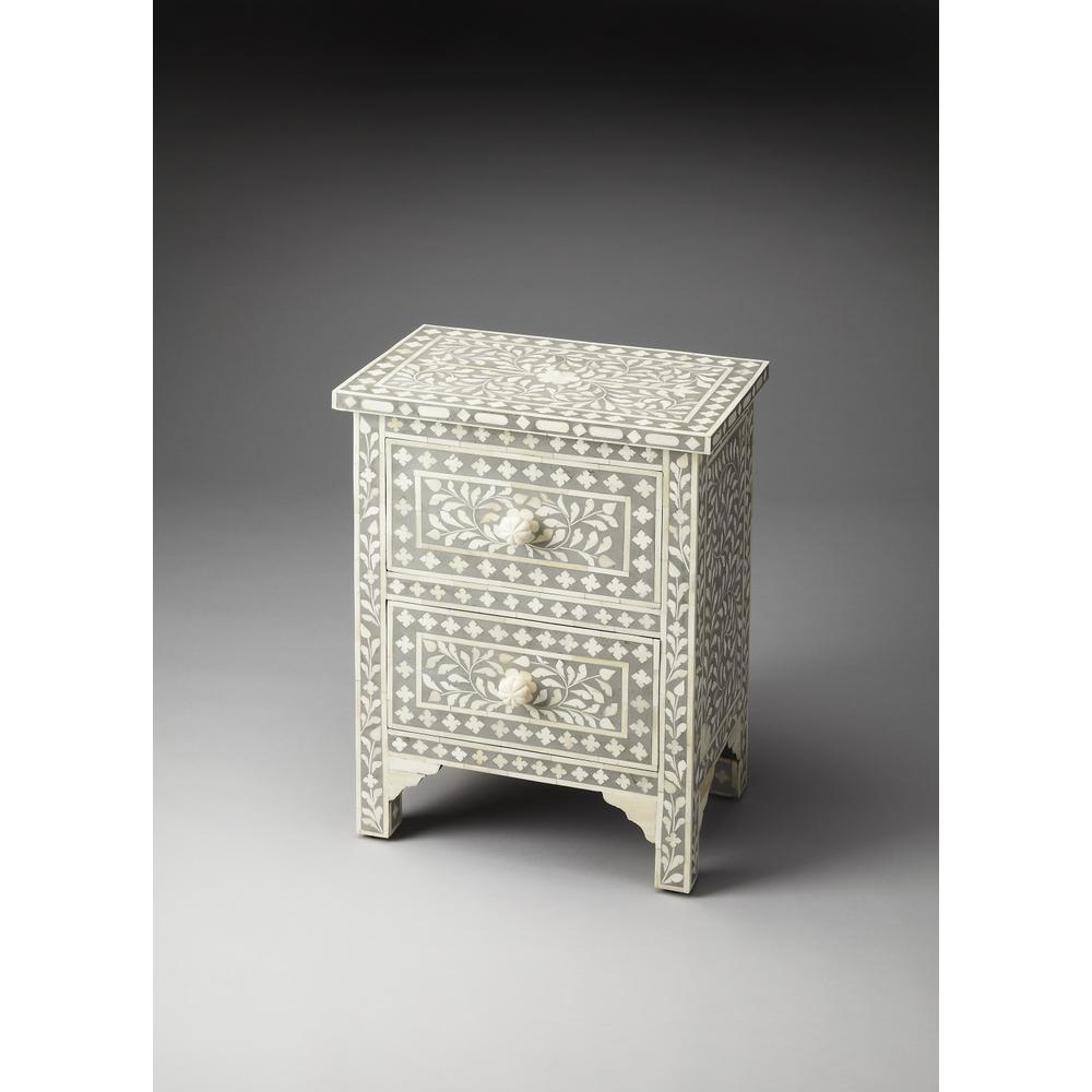 Vivienne Grey Bone Inlay Accent Chest Gray. Picture 5