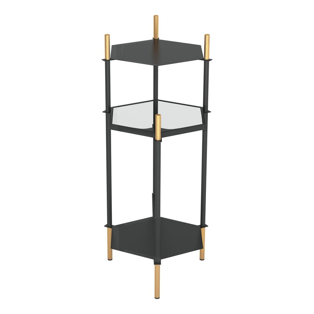 Moderna 3 Level Black and Gold Accent Side Table Gold & Black. Picture 3