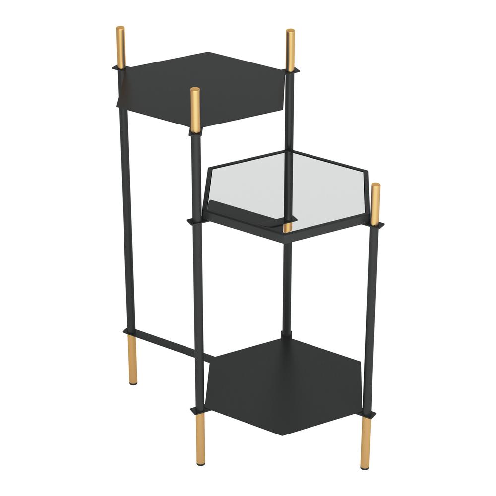 Moderna 3 Level Black and Gold Accent Side Table Gold & Black. Picture 6