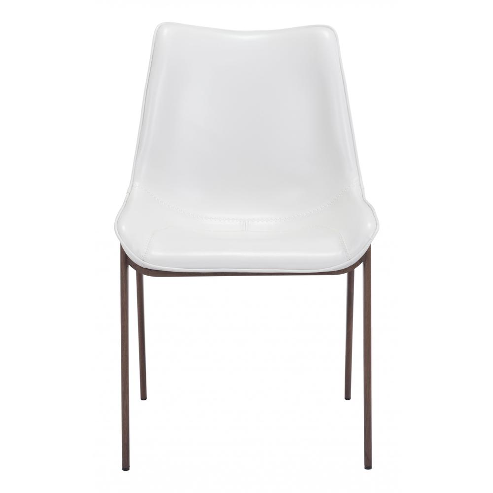 Stich White Faux Leather Side or Dining Chairs Set of 2 Chairs White & Walnut. Picture 4