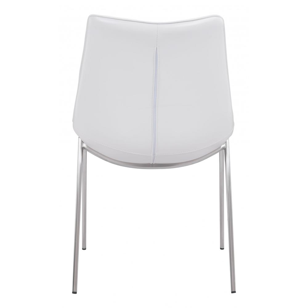 Stich White Faux Leather Side or Dining Chairs Set of 2 Chairs White & Silver. Picture 5