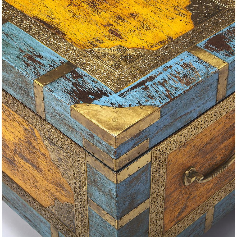Hand Painted Brass Inlay Storage Trunk. Picture 6