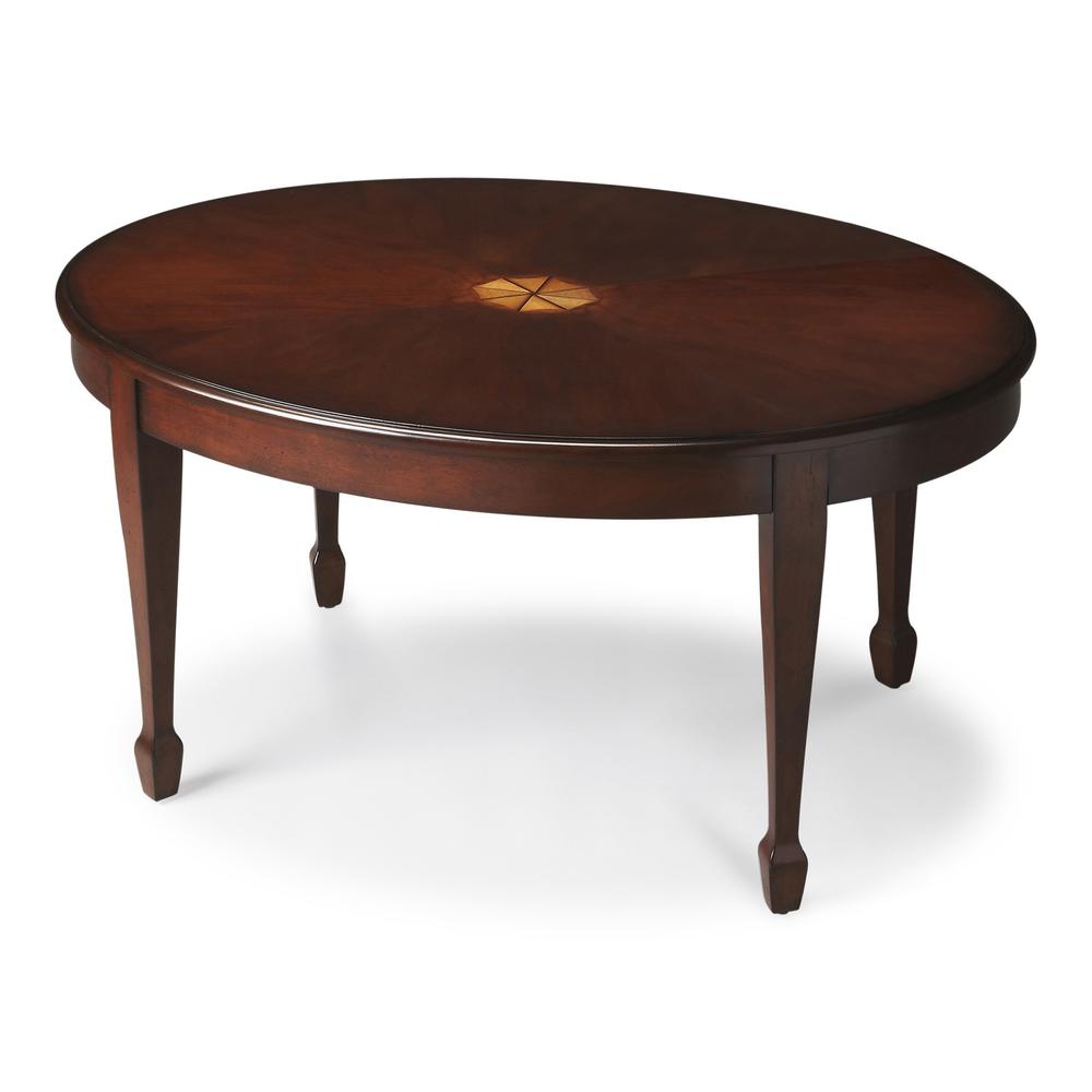 Traditional Cherry Oval Coffee Table. Picture 1