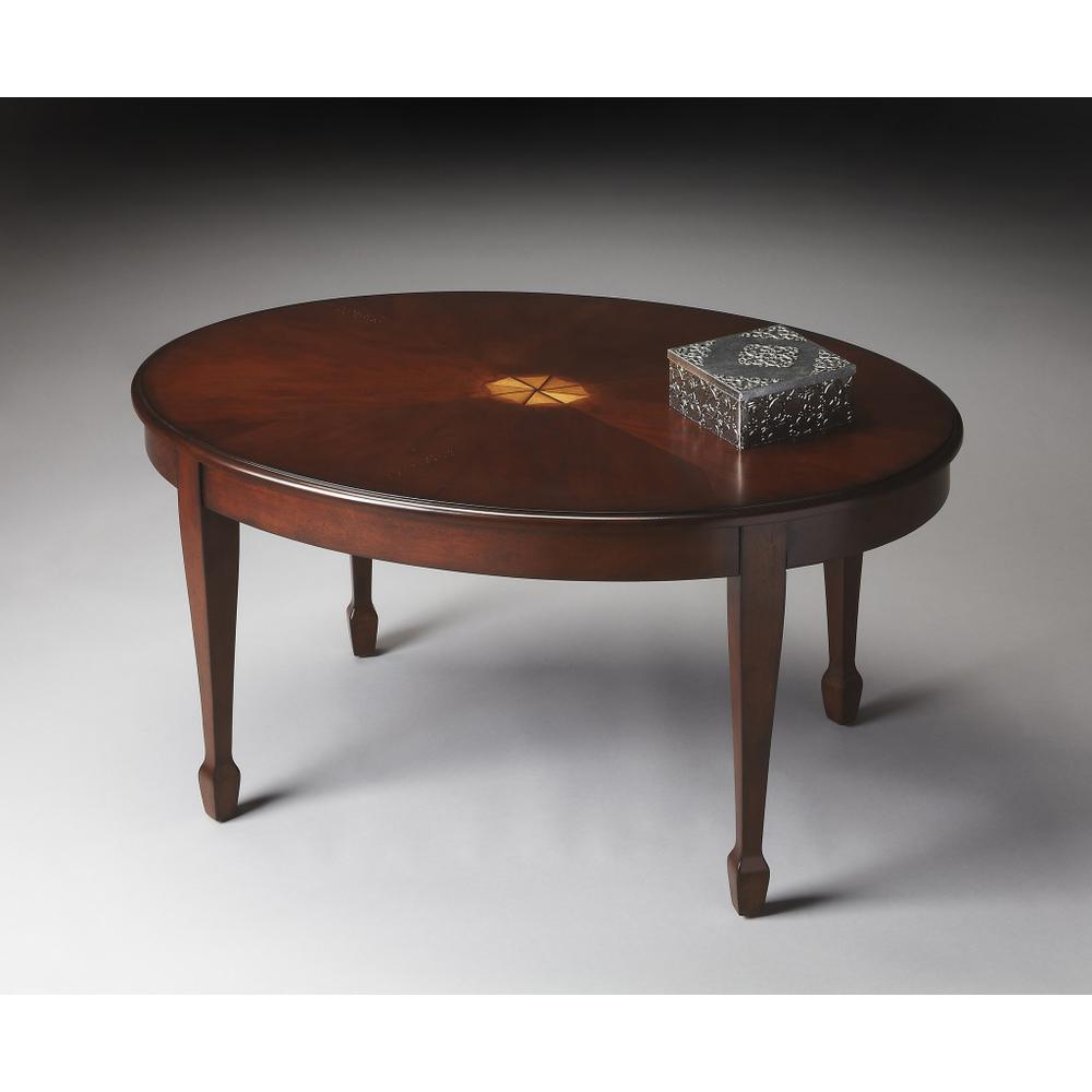Traditional Cherry Oval Coffee Table. Picture 3