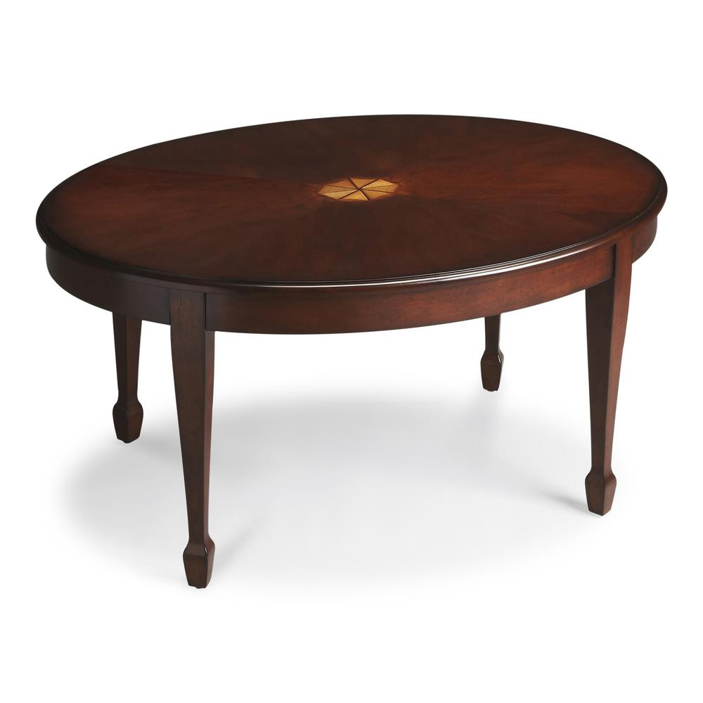 Traditional Cherry Oval Coffee Table. Picture 4