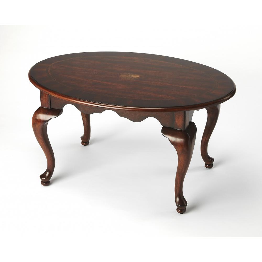 Traditional Traditional Cherry Oval Coffee Table. Picture 1