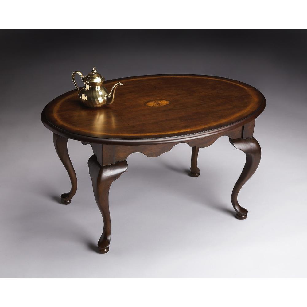 Traditional Traditional Cherry Oval Coffee Table. Picture 5