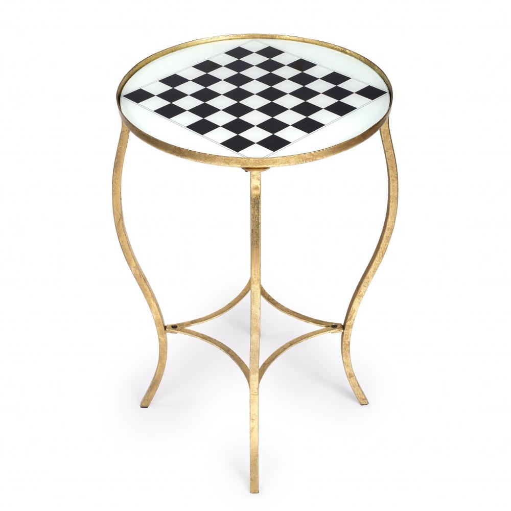 Antique Gold Black and White Game Table. Picture 6