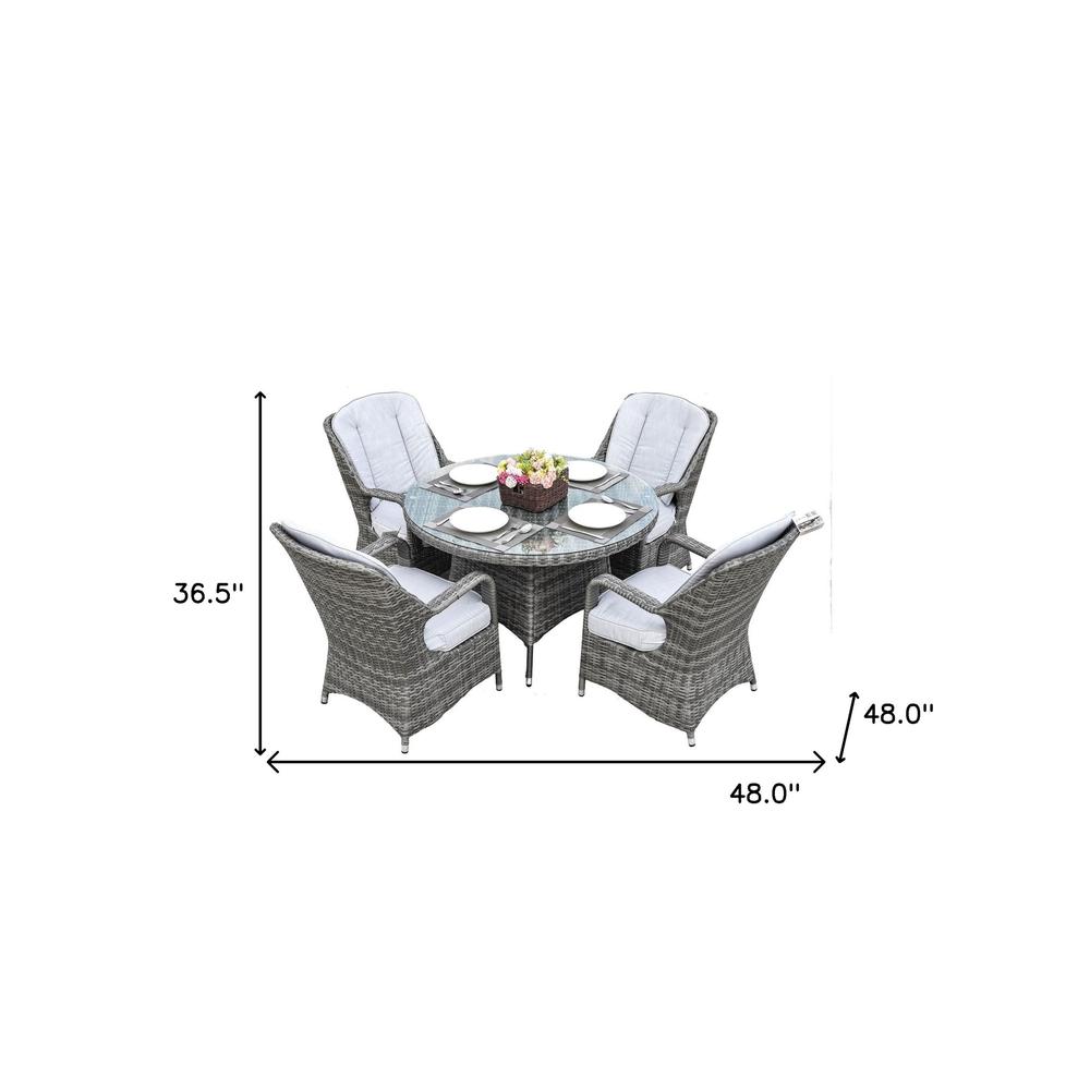 Five Piece Gray Round Glass Dining Set. Picture 9