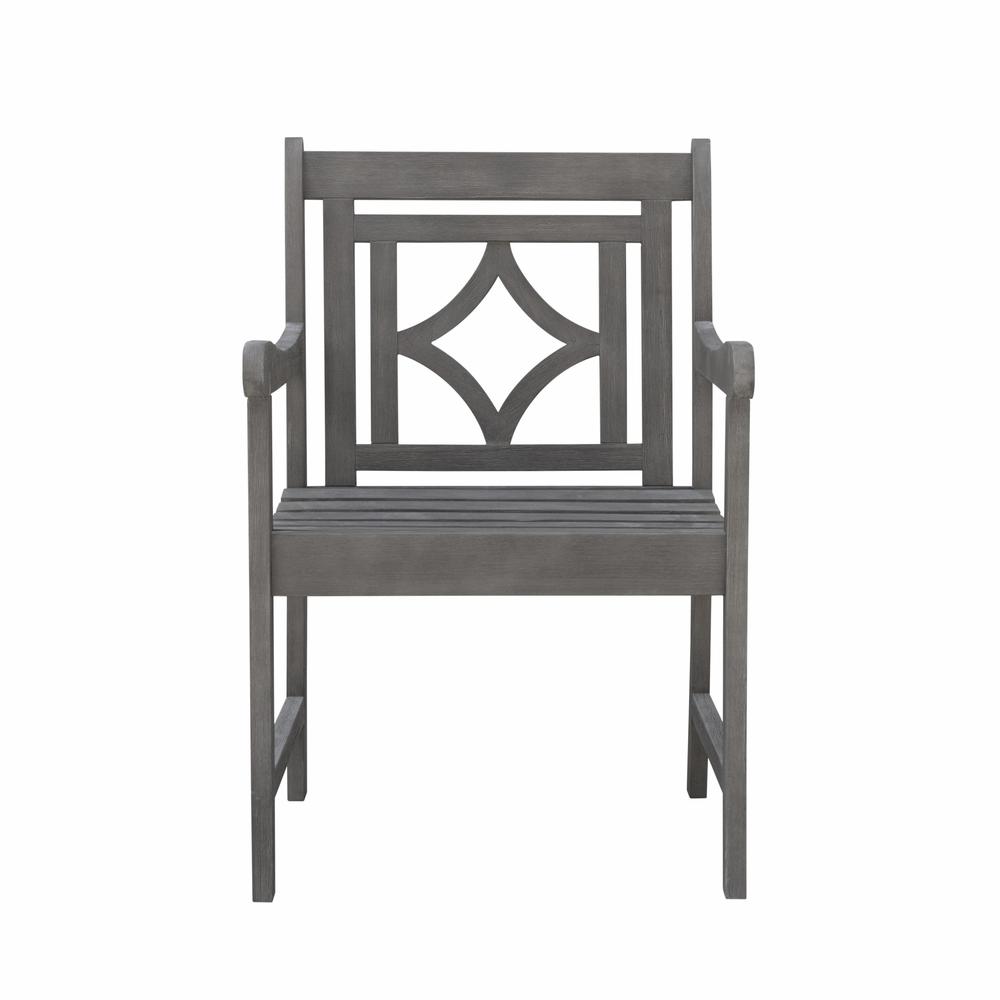 Distressed Dining Armchair with Decorative Back Gray. Picture 2