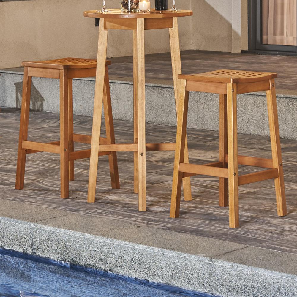 Natural Wood Patio Dining Stool Honey. Picture 2