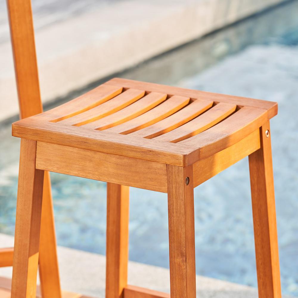 Natural Wood Patio Dining Stool Honey. Picture 4
