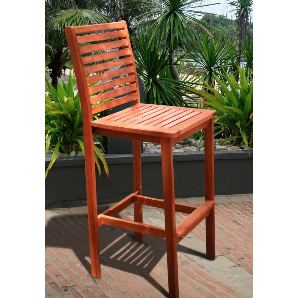 Brown Bar Chair with Horizontal Slats Tan. Picture 2