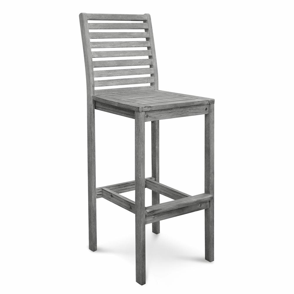 Distressed Bar Chair with Horizontal Slats Gray. Picture 1