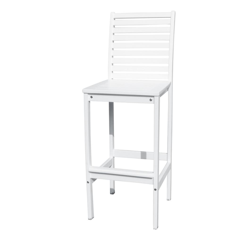 White Bar Chair with Horizontal Slats White. Picture 1