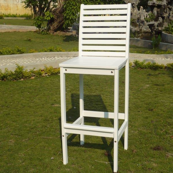 White Bar Chair with Horizontal Slats White. Picture 3