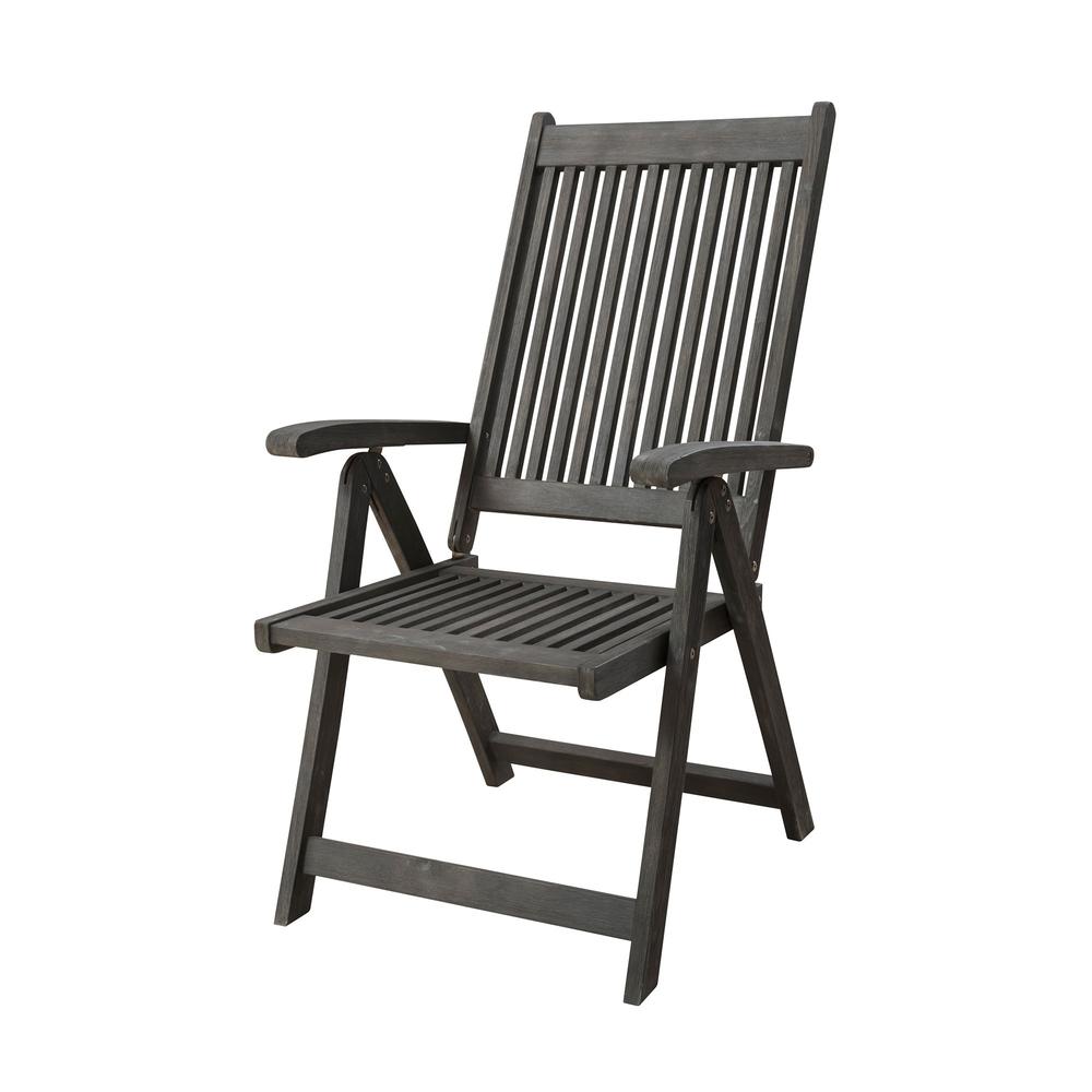 Distressed Outdoor Reclining Chair Gray. Picture 1