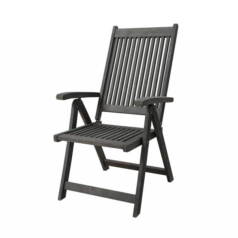 Distressed Outdoor Reclining Chair Gray. Picture 2