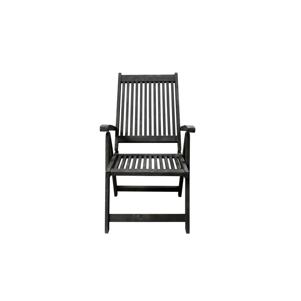 Distressed Outdoor Reclining Chair Gray. Picture 4