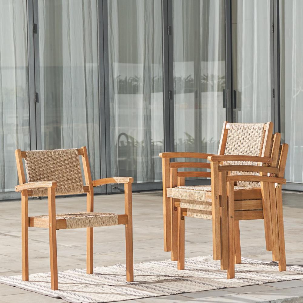 Set of Two Woven Dining Chairs Honey. Picture 2