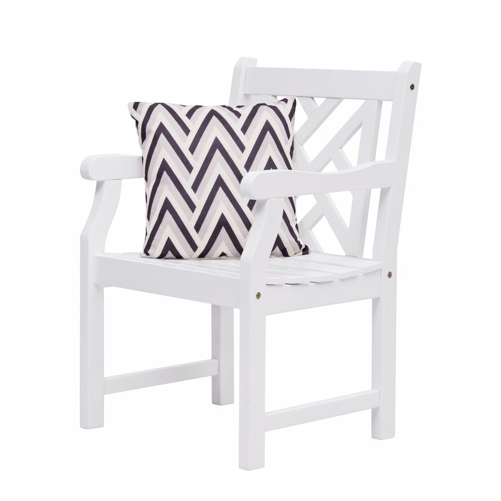 White Patio Armchair with Diagonal Design White. Picture 2