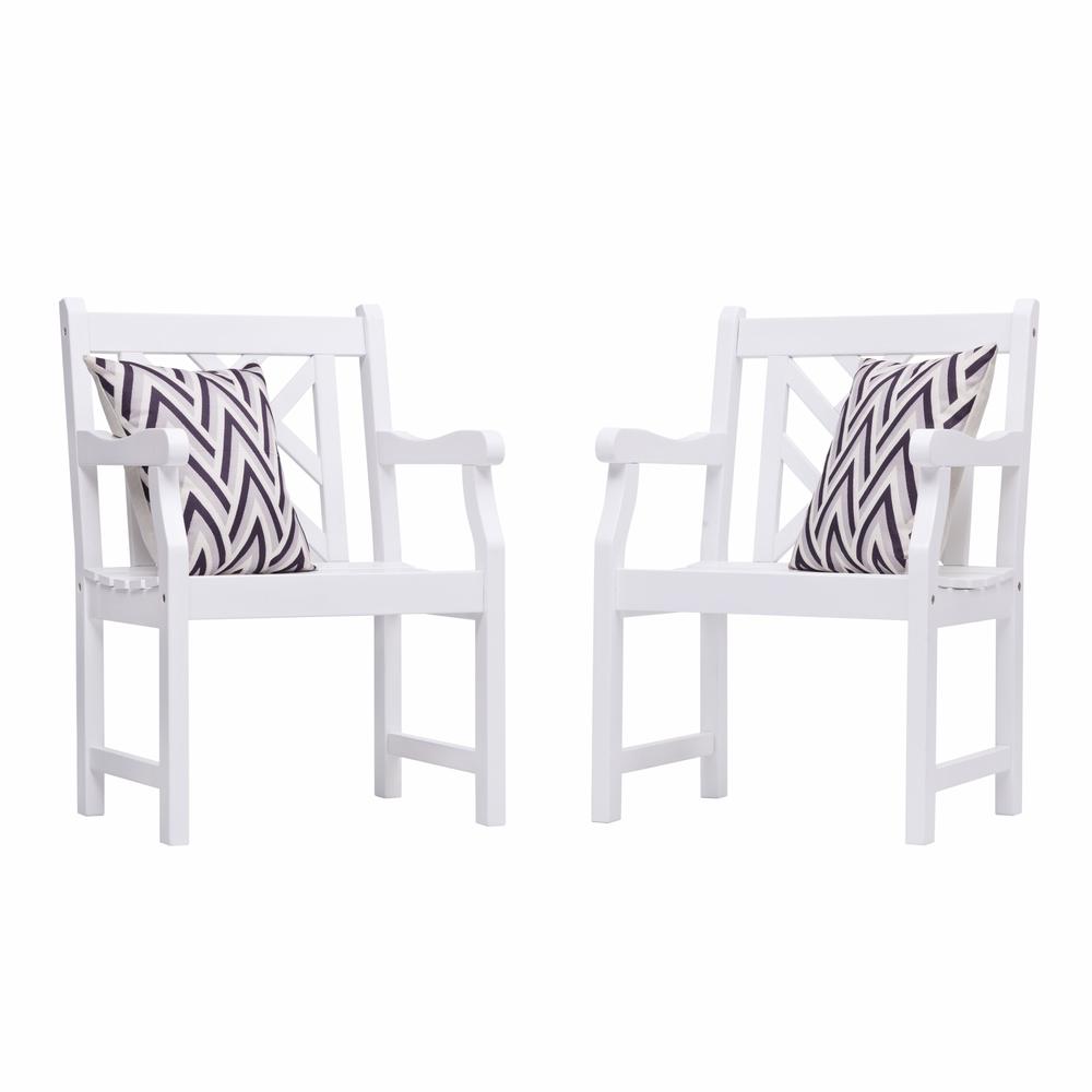 White Patio Armchair with Diagonal Design White. Picture 4