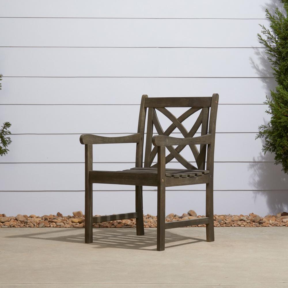 Distressed Patio Armchair with Decorative Back Gray. Picture 1