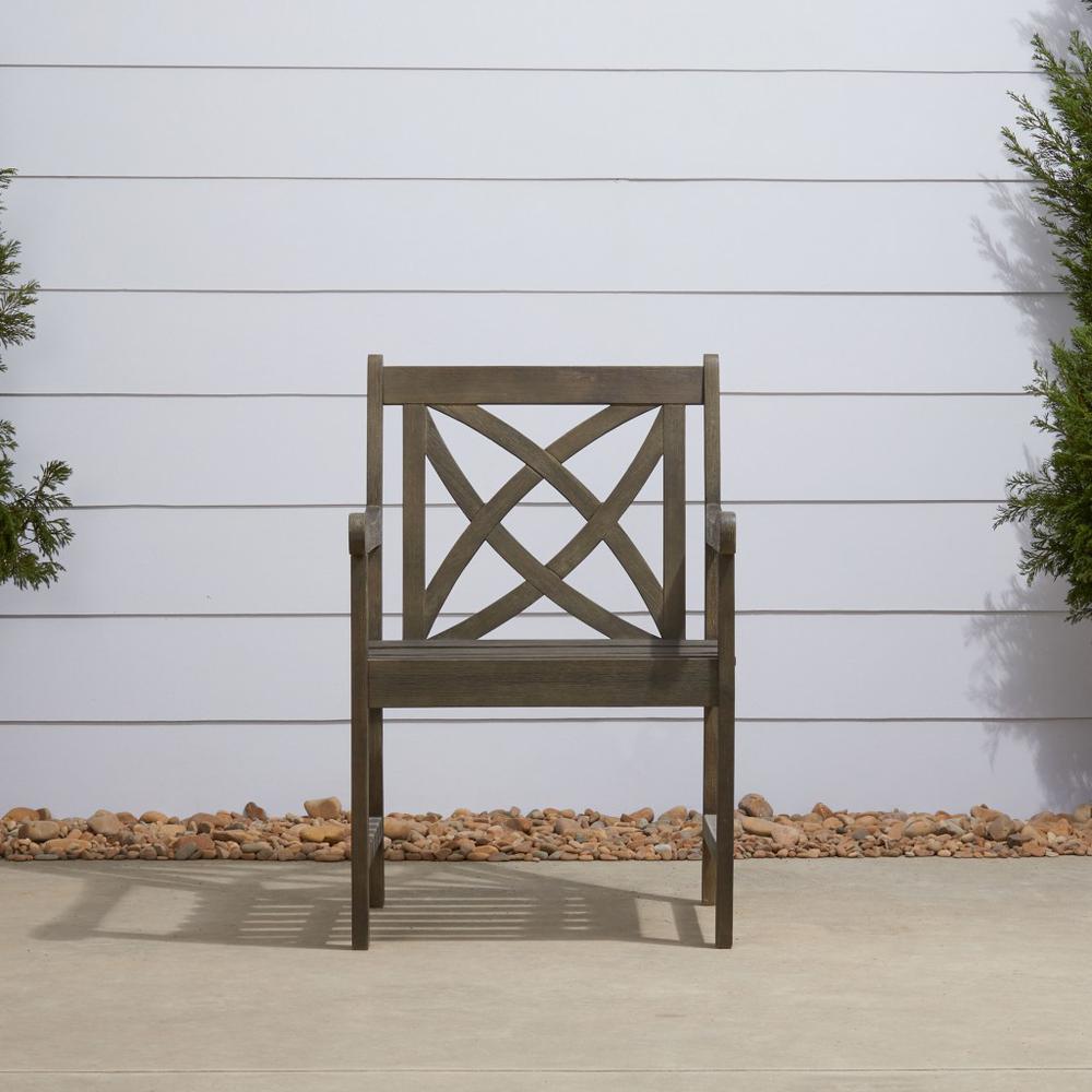 Distressed Patio Armchair with Decorative Back Gray. Picture 2