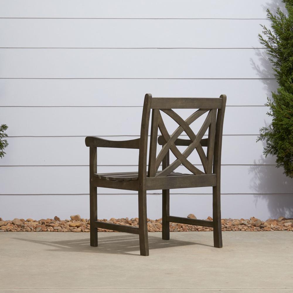 Distressed Patio Armchair with Decorative Back Gray. Picture 3
