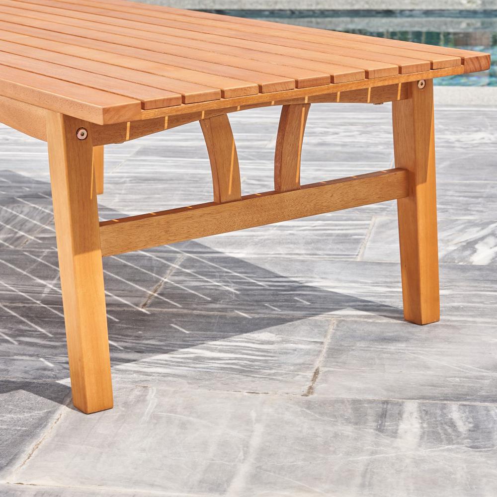 Natural Wood Outdoor Rectangular Coffee Table Honey. Picture 5