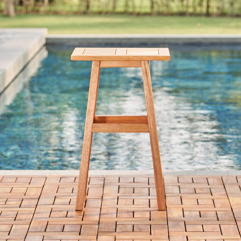 Natural Wood Tall Patio Side Table Honey. Picture 3
