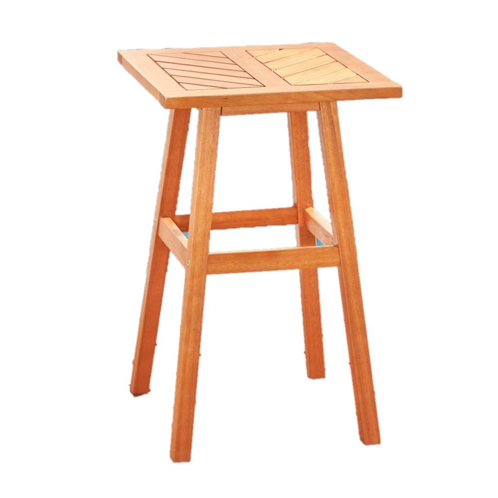 Natural Wood Tall Patio Side Table Honey. Picture 6