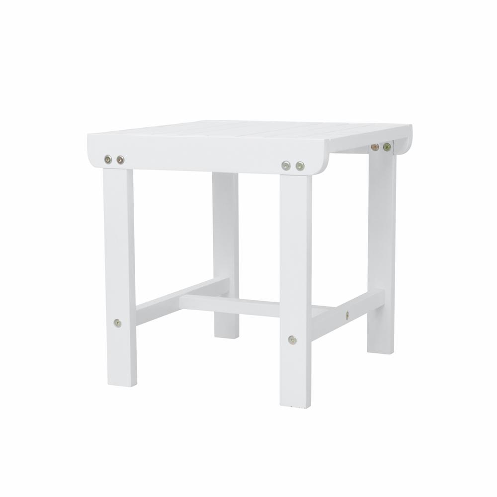 White Outdoor Wooden Side Table White Painted. Picture 1