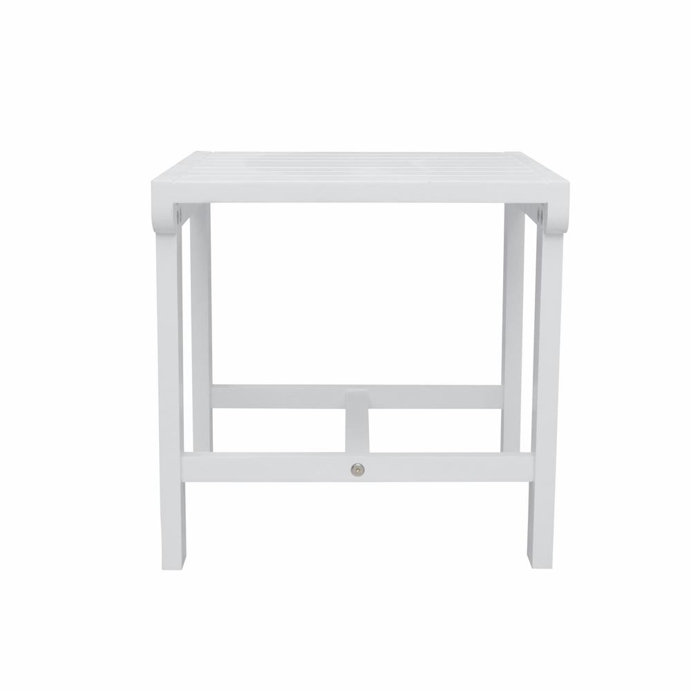 White Outdoor Wooden Side Table White Painted. Picture 3